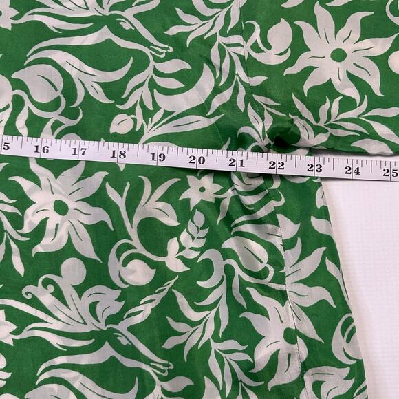 Maje Shirt Womens Large Green White Floral Button Up Long Sleeve Collared Top - Picture 7 of 10
